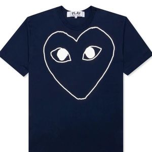 MEN’S NAVY COMME DES GARCONS PLAY OUTLINE HEART T-SHIRT
